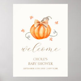 Sweet Little Pumpkin Bow Herfst Baby shower Welkom Poster