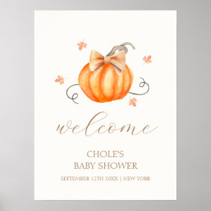 Sweet Little Pumpkin Bow Herfst Baby shower Welkom Poster