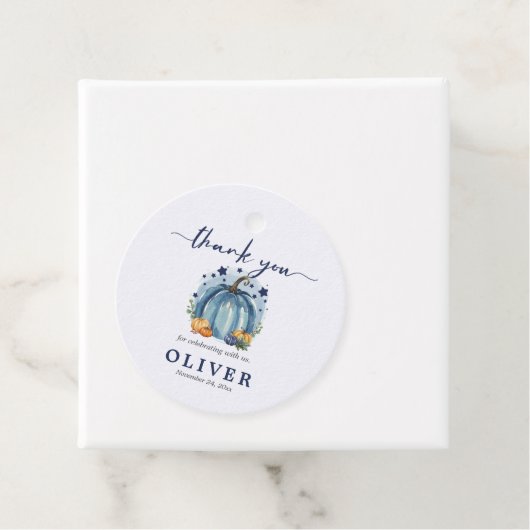 Sweet Little Pumpkin Boy Baby shower Bedankt Bedankjes Labels (In situ)