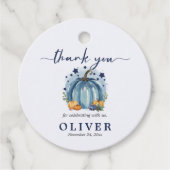 Sweet Little Pumpkin Boy Baby shower Bedankt Bedankjes Labels (Voorkant)