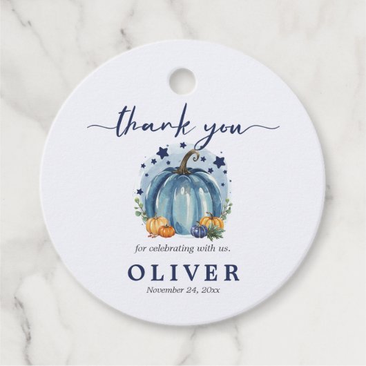 Sweet Little Pumpkin Boy Baby shower Bedankt Bedankjes Labels (Voorkant)