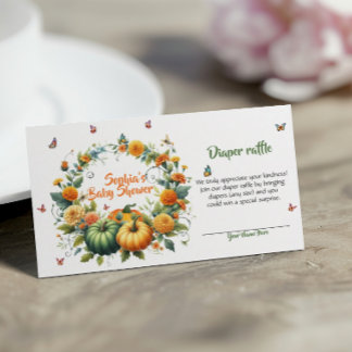 Sweet Little Pumpkin Floral Herfst Luier Raffle Informatiekaartje
