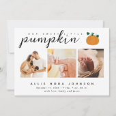 Sweet Little Pumpkin Foto Herfst Baby Aankondiging (Voorkant)