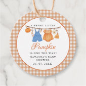 Sweet Little Pumpkin Herfst baby shower Bedankjes Labels (Voorkant)