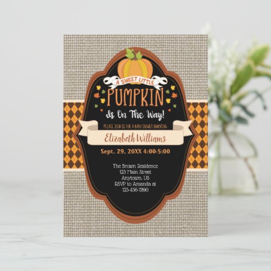 Sweet Little Pumpkin-Herfst Baby shower Kaart (Staand voorkant)