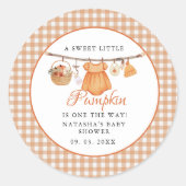 Sweet Little Pumpkin Herfst baby shower Ronde Sticker (Voorkant)