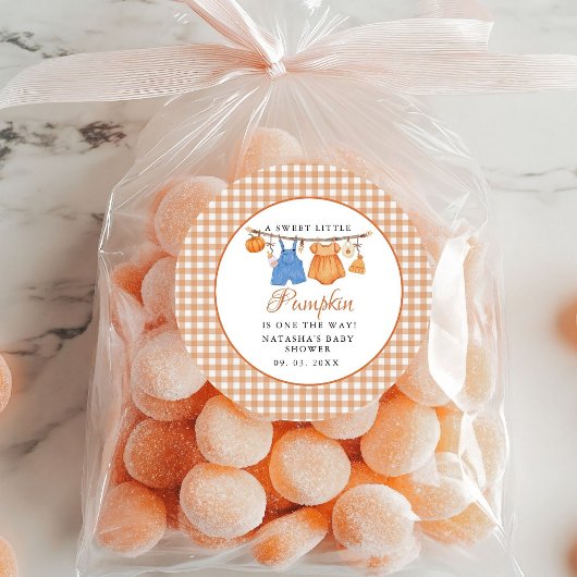Sweet Little Pumpkin Herfst baby shower Ronde Sticker