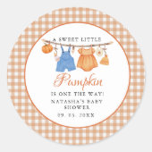 Sweet Little Pumpkin Herfst baby shower Ronde Sticker (Voorkant)