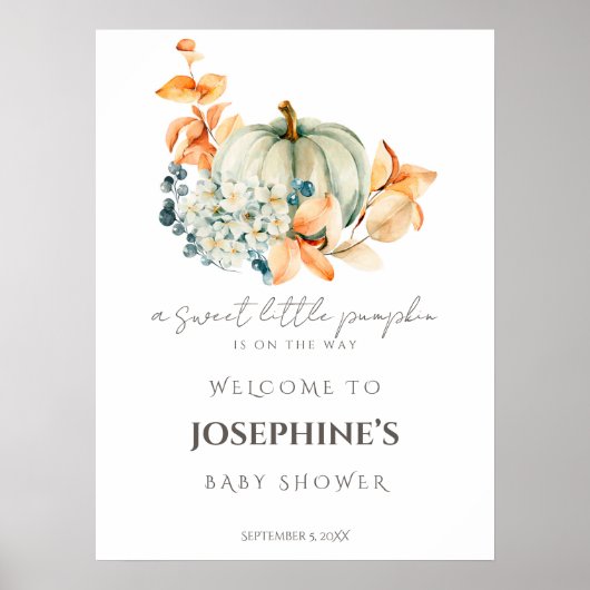 Sweet Little Pumpkin Herfst Baby shower Welcome Poster (Voorkant)