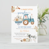 Sweet Little Pumpkin Herfst Farm Animals Baby show Kaart (Staand voorkant)
