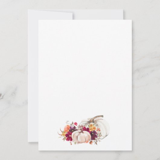 Sweet Little Pumpkin Herfst Floral Baby shower Kaart (Achterkant)