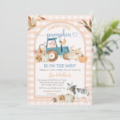 Sweet Little Pumpkin Herfst Gingham Arch Baby show Kaart (Staand voorkant)