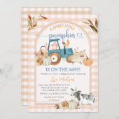 Sweet Little Pumpkin Herfst Gingham Arch Baby show Kaart (Voorkant / Achterkant)