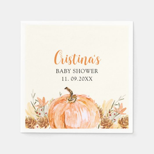 Sweet Little Pumpkin is on her Way, Baby Shower Servet (Voorkant)