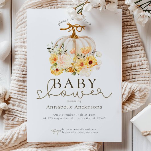 Sweet Little Pumpkin Neutral Baby shower Kaart