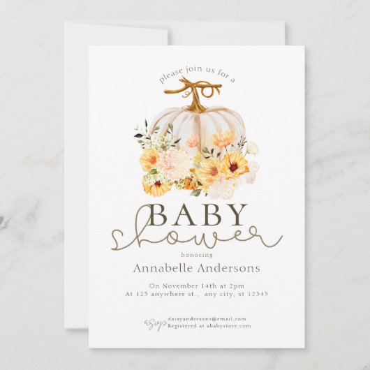 Sweet Little Pumpkin Neutral Baby shower Kaart (Voorkant)