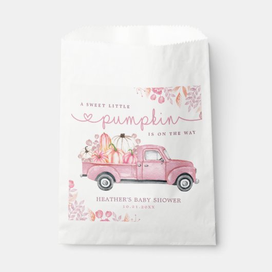 Sweet Little Pumpkin Pink Autumn Baby shower Bedankzakje (Voorkant)