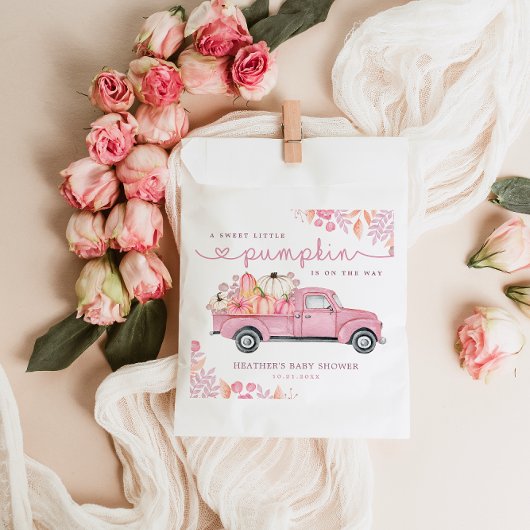 Sweet Little Pumpkin Pink Autumn Baby shower Bedankzakje