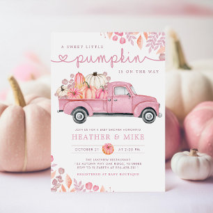 Sweet Little Pumpkin Pink Autumn Baby shower Kaart