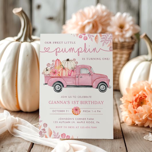 Sweet Little Pumpkin Pink Autumn Birthday Kaart
