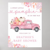Sweet Little Pumpkin Pink Baby shower Sign Poster (Voorkant)