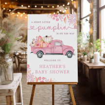 Sweet Little Pumpkin Pink Baby shower Sign