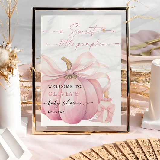 Sweet Little Pumpkin Pink Baby shower Welkom Poster