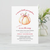 Sweet Little Pumpkin Pink Bow Coquette Baby shower Kaart (Staand voorkant)