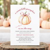 Sweet Little Pumpkin Pink Bow Coquette Baby shower Kaart