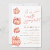 Sweet Little Pumpkin Pink Bow Girl Baby shower Kaart (Voorkant)