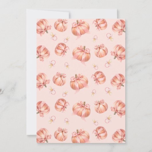 Sweet Little Pumpkin Pink Bow Girl Baby shower Kaart (Achterkant)
