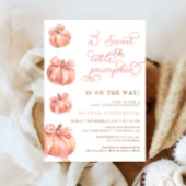 Sweet Little Pumpkin Pink Bow Girl Baby shower Kaart