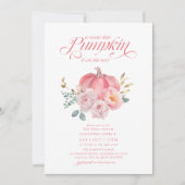 Sweet Little Pumpkin Pink Floral Fall Baby Shower Kaart (Voorkant)