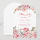 Sweet Little Pumpkin Pink Floral Fall Baby Shower Kaart (Voorkant / Achterkant)