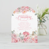 Sweet Little Pumpkin Pink Floral Fall Baby Shower Kaart (Staand voorkant)
