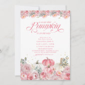 Sweet Little Pumpkin Pink Floral Fall Baby Shower Kaart (Voorkant)