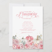 Sweet Little Pumpkin Pink Floral Fall Baby Shower Kaart (Voorkant)