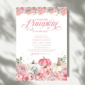 Sweet Little Pumpkin Pink Floral Fall Baby Shower Kaart