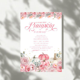 Sweet Little Pumpkin Pink Floral Fall Baby Shower Kaart