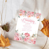 Sweet Little Pumpkin Pink Floral Fall Baby Shower Kaart