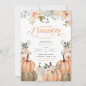 Sweet Little Pumpkin Pink Floral Fall Baby Shower  Kaart (Voorkant)