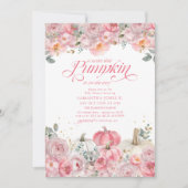 Sweet Little Pumpkin Pink Floral Fall Baby Shower Kaart (Voorkant)