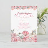 Sweet Little Pumpkin Pink Floral Fall Baby Shower Kaart (Staand voorkant)