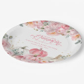 Sweet Little Pumpkin Pink Floral Fall Baby Shower Papieren Bordje (Gekanteld)
