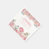 Sweet Little Pumpkin Pink Floral Fall Baby Shower Servet (Hoek)