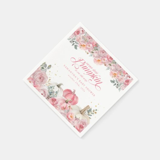 Sweet Little Pumpkin Pink Floral Fall Baby Shower Servet (Hoek)