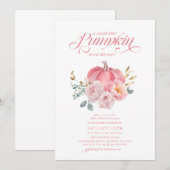 Sweet Little Pumpkin Pink Floral Herfst Baby showe Kaart (Voorkant / Achterkant)