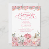 Sweet Little Pumpkin Pink Floral Herfst Baby showe Kaart (Voorkant)