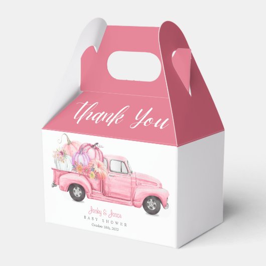 Sweet Little Pumpkin Pink Girl Baby shower Bedankdoosjes (Achterkant)