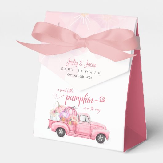 Sweet Little Pumpkin Pink Girl Baby shower Bedankdoosjes (Voorkant Zijde)